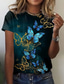 olcso Női pólók-Női Póló Dizájn 3D nyomtatás Grafika Pillangó Dizájn Rövid ujjú Kerek Napi Nyomtatott Ruházat Ruhák Dizájn Alap Szüret Fekete