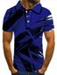 abordables Polo 3d-Hombre POLO Camiseta de golf Camiseta de tenis Camiseta Impresión 3D Geométrico Estampados Cuello Calle Casual Abotonar Manga Corta Tops Casual Moda Fresco Azul Piscina