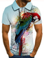 billiga Grafisk polo-Herr POLO Shirt Golftröja Tennisskjorta T-shirt 3D-tryck Fågel Djur Krage Gata Ledigt Button-Down Kortärmad Blast Ledigt Mode Häftig Blå