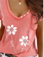 abordables Camisetas de mujer-Mujer Camiseta Design Manga Corta Floral Texto Escote en Pico Noche Fin de semana Estampado ropa Design Básico Azul Piscina Gris Rosa