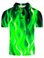 お買い得  3Dポロ-男性用 ポロシャツ ゴルフシャツ テニスシャツ Tシャツ 3Dプリント グラフィック 火炎 カラー ストリート カジュアル ボタンダウン 半袖 トップの カジュアル ファッション クール グリーン
