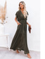 economico abiti stampati in cotone e lino-Per donna Verde militare Arancio Rosso Ruggine Nero Estate Primavera Autunno Abito Lungo Maxi Abito Abiti ispirati al lino Vestito Casual Vestito a ruota Boho Spiaggia Vestibilità comoda Colore Puro