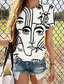 abordables Camisetas de mujer-Mujer Camiseta Design Impresión 3D Graphic Retrato Diseño Manga Corta Escote Redondo Diario Estampado ropa Design Básico Blanco Rosa Rosa Brillante