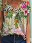 tanie T-shirty damskie-Damskie Podkoszulek Designerskie Krótki rękaw Kwiaty Rośliny Wzór Druk 3D W serek Codzienny Odzież Odzież Designerskie Podstawowy Tęczowy