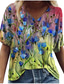 billige T-shirts til kvinde-poto kvinders korte ærmer, afslappede toppe til kvinder vintage blomster grafisk t-shirt v-hals tees sommer tunikaer bluser
