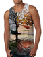 cheap Gym Tank Tops-Men&#039;s Vest Top Tank Top Shirt Designer Casual Big and Tall Summer Sleeveless Yellow Graphic Tree Print Round Neck Daily Holiday Print Clothing Clothes Designer Casual Big and Tall