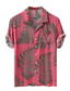 preiswerte Hawaiihemden-Herren Hawaiihemd Sommerhemd Hemd Sommerhemd Strandhemd Schwarz Weiß Gelb Rot Dunkelblau Kurzarm Blatt Grafik-Drucke Lagerkragen Urlaub Ausgehen Tasche Bekleidung Modisch Hawaiianisch