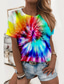 abordables T-shirts Femme-Femme T shirt Tee Design 3D effet Bloc de couleur Design Manches Courtes Col Rond du quotidien Imprimer Vêtements Design basique Vert Bleu Jaune