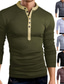 cheap Men&#039;s Henley Shirts-Men&#039;s T shirt Tee 1950s Long Sleeve Graphic Patterned Solid Colored Henley Casual Weekend Clothing Clothes Basic 1950s Casual White Black Army Green