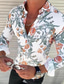 billige fritidsskjorter for menn-Herre Skjorte Blomstret Aftæpning Svart Hvit Gul Rød Navyblå Avslappet Daglig Langermet Knapp ned Klær Mote Fritid Pustende Bekvem