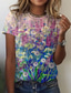 お買い得  レディースＴシャツ-女性用 Tシャツ デザイナー 3Dプリント フラワー グラフィック デザイン 半袖 ラウンドネック 日常 プリント 服装 デザイナー ベーシック ピンク