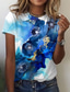 billige T-shirts til kvinde-Dame T-shirt Designer 3D-udskrivning Blomstret Grafisk Design Kortærmet Rund hals Daglig Trykt mønster Tøj Tøj Designer Basale Grøn Blå Rød