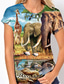 cheap Women&#039;s T-shirts-Women&#039;s T shirt Tee Designer 3D Print Graphic Scenery Giraffe Design Animal Short Sleeve Round Neck Daily Print Clothing Clothes Designer Basic Green
