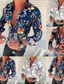 preiswerte Bedruckte Herrenhemden-herren lässige hemden camisa masculina herbst winter kausal langarm blumen bedrucktes hemd fit schlankes bluse top hawaiian style
