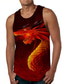 cheap Gym Tank Tops-Men&#039;s Vest Top Tank Top Designer Casual Big and Tall Summer Sleeveless Red Dragon Graphic Print Round Neck Daily Holiday Print Clothing Clothes Designer Casual Big and Tall