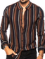 cheap Men&#039;s Casual Shirts-Men&#039;s Shirt Button Up Shirt Casual Shirt Red Brown Gray Long Sleeve Striped Turndown Casual Daily Button-Down Clothing Apparel Cotton Fashion Casual Breathable Comfortable