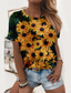 baratos T-Shirts de mulher-Mulheres Camiseta Designer Impressão 3D Floral Gráfico 3D Spot de Luz Multi-Colorida Detalhes Manga Curta Decote Redondo Diário Imprimir Roupas Designer Básico Verde Amarelo Laranja