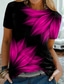 preiswerte T-Shirt-Damen T Shirt Design 3D-Druck Blumen Graphic Design Kurzarm Rundhalsausschnitt Täglich Bedruckt Kleidung Design Basic Grün Purpur Fuchsie