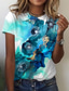 billige T-skjorter til kvinner-Dame T skjorte Designer 3D-utskrift Blomstret Grafisk Design Kortermet Rund hals Daglig Trykt mønster Klær Klær Designer Grunnleggende Grønn Blå Rød