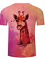 tanie T-shirty 3D męskie-Męskie Koszulki Podkoszulek Designerskie Lato Krótki rękaw Graficzny Żyrafa Nadruk Puszysta Półgolf Codzienny Święto Druk 3D Odzież Odzież Regularny Designerskie Podstawowy Codzienny Zielono czerwony
