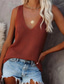 cheap Women&#039;s T-shirts-Women&#039;s Sleeveless Tank Solid Color Top Basic Vest Summer Outfit