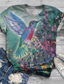 abordables Camisetas de mujer-Camisas para mujer con refranes, camisetas con gráfico de colibrí para mujer, camisas de manga corta con cuello redondo y teñido anudado, camisetas azules
