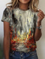 economico T-Shirt da donna-Per donna maglietta Originale Stampa 3D Pop art Paesaggi Design Manica corta Rotonda Giornaliero Stampa Abbigliamento Abbigliamento Originale Essenziale Blu Giallo