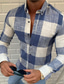 baratos camisas masculinas casuais-Homens Camisa Social Xadrez Colarinho Aberto para a Lateral Casual Diário Botão para baixo Manga Longa Blusas Casual Moda Respirável Confortável Azul Preto Vermelho