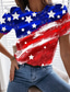 baratos T-Shirts de mulher-Mulheres Camiseta Designer Impressão 3D Gráfico Bloco de cor Bandeira americana Detalhes Bandeiras Manga Curta Decote Redondo Imprimir Roupas Designer Básico Azul