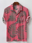 billige Hawaiiskjorter-Herre Hawaii skjorte Button Down skjorte Sommer skjorte Strandtrøje Sort Hvid Gul Rød Mørkeblå Kortærmet Blad Grafiske tryk Lejrhalsbånd Ferierejse I-byen-tøj Lomme Tøj Mode Hawaiiansk