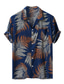 billiga Tropiska skjortor-Herr Hawaii skjorta Button Down skjorta Sommarskjorta Strandskjorta Svart Vit Gul Röd Mörkblå Kortärmad Löv Grafiska tryck Lägerkrage Semester Utekväll Ficka Kläder Mode Hawaiisk