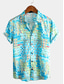 voordelige Hawaiiaanse overhemden-Voor heren Overhemd Hawaiiaans overhemd Grafisch Hawaii Aloha Tribal Ontwerp Klassieke boord Geel Rood Licht Blauw Dagelijks Strand Korte mouw Kleding Basic Boho Ontwerper