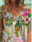 abordables Camisetas de mujer-Mujer Camiseta Design Manga Corta Floral Plantas Diseño Impresión 3D Escote en Pico Diario ropa Design Básico Arco Iris