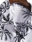 Недорогие Гавайские рубашки-Муж. Рубашка Гавайская рубашка Графика Гавайский Алоха Листья Дизайн Классический воротник Белый Желтый Розовый Темно синий Синий Другие принты Повседневные Праздники С короткими рукавами С принтом