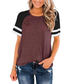 economico T-Shirt da donna-Per donna maglietta A strisce Color Block Rotonda Essenziale Top Verde Blu Bianco