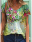 baratos T-Shirts de mulher-camisetas femininas de manga curta poto, tops casuais para mulheres vintage floral gráfico t-shirt com decote em v camisetas túnicas de verão blusas