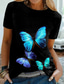 preiswerte T-Shirt-Damen T Shirt Design 3D-Druck Graphic Schmetterling Design Kurzarm Rundhalsausschnitt Täglich Bedruckt Kleidung Design Basic Schwarz