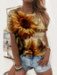 levne Dámská trička-Dámské Tričko Designové 3D tisk Květinový Grafika 3D Slunečnice Design Krátký rukáv Kulatý Denní Tisk Oblečení Oblečení Designové Základní Trávová zelená Žlutá Oranžová
