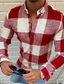 billiga fritidsskjortor för män-Herr Skjorta Rutig Krage Nedvikt Ledigt Dagligen Button-Down Långärmad Blast Ledigt Mode Andningsfunktion Bekväm Blå Svart Rubinrött