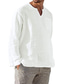 זול חולצות קז&#039;ואל לגברים-חולצת גברים פשוטה בצבע אחיד בסיסי שרוולים ארוכים צווארון V קז&#039;ואל חולצות רחוב חולצות קיץ חוף נוח