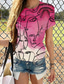 tanie T-shirty damskie-Damskie Podkoszulek Designerskie Druk 3D Graficzny Portret Wzór Krótki rękaw Okrągły dekolt Codzienny Nadruk Odzież Odzież Designerskie Podstawowy Biały Rumiany róż Chłodny róż