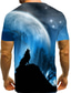 cheap Men&#039;s 3D T-shirts-Men&#039;s T shirt Tee Tee Designer Casual Big and Tall Summer Short Sleeve Blue Graphic Wolf Print Round Neck Daily Holiday Print Clothing Clothes Designer Casual Big and Tall