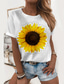 tanie T-shirty damskie-Damskie Podkoszulek Designerskie Druk 3D Kwiaty Graficzny 3D Lampka zmieniająca kolory Wzór Krótki rękaw Okrągły dekolt Codzienny Nadruk Odzież Odzież Designerskie Podstawowy Zielony Żółty