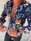 billiga fritidsskjortor för män-Herr Skjorta Blommig Nedvikt Svart Vit Gul Rubinrött Marinblå Ledigt Dagligen Långärmad Button-Down Kläder Mode Ledigt Andningsfunktion Bekväm