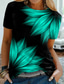 お買い得  レディースＴシャツ-女性用 Tシャツ デザイナー 3Dプリント フラワー グラフィック デザイン 半袖 ラウンドネック 日常 プリント 服装 デザイナー ベーシック グリーン パープル フクシャ