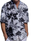 billige Skjorter med tryk til mænd-Herre Skjorte Trykt mønster Grafisk Kokos palme Plusstørrelser Aftæpning Afslappet Daglig 3D-udskrivning Knap ned Kortærmet Toppe Designer Afslappet Mode Hawaiiansk Grå