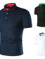 cheap Classic Polo-Men&#039;s Collar Polo Shirt Golf Shirt Tennis Shirt Basic Summer Short Sleeve Navy Blue White Black Color Block non-printing Collar Turndown Casual Daily Patchwork Clothing Clothes 1pc Basic