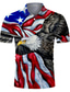 tanie Koszulki polo z nadrukiem-Męskie Koszulka polo Koszula golfowa Koszula tenisowa Podkoszulek Druk 3D Orzeł Flaga Ameryki Flagi Kołnierz Ulica Codzienny Przycisk w dół Krótki rękaw Najfatalniejszy Codzienny Moda Nowoczesne