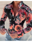 billiga Skjortor med tryck för män-herr casual skjortor camisa masculina höst vinter kausal långärmad blomma tryckt skjorta passar smal blus topp hawaiiansk stil