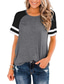 economico T-Shirt da donna-Per donna maglietta A strisce Color Block Rotonda Essenziale Top Verde Blu Bianco